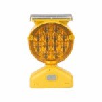 Yellow Type B solar barricade warning light with amber LED lens