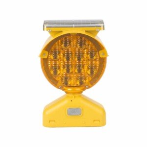 Yellow Type B solar barricade warning light with amber LED lens