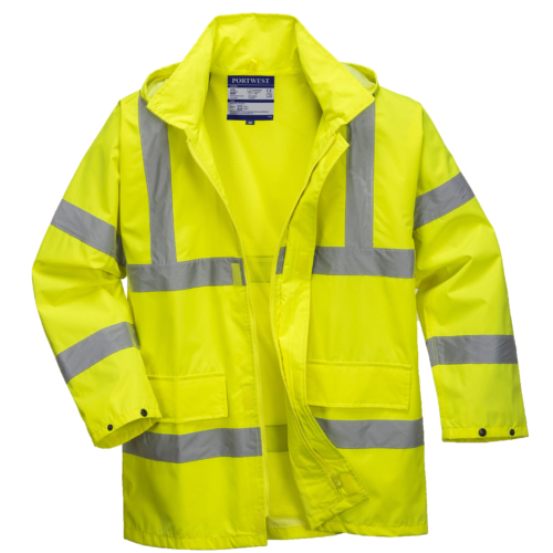 yellow reflective coat front no hood