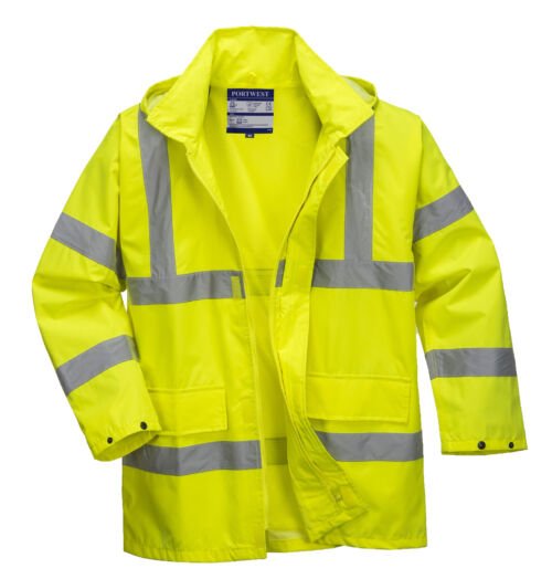 yellow reflective coat front no hood