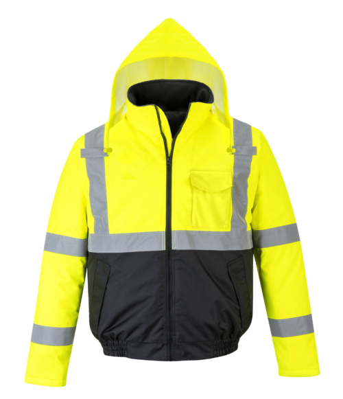 yellow reflective coat front hood