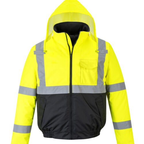 yellow reflective coat front hood