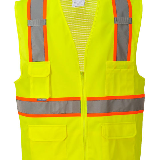 orange yellow reflective vest no sleeve front