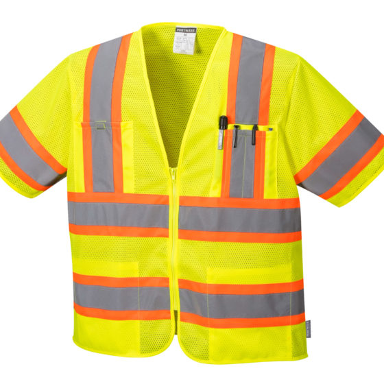 orange yellow stripe reflective vest