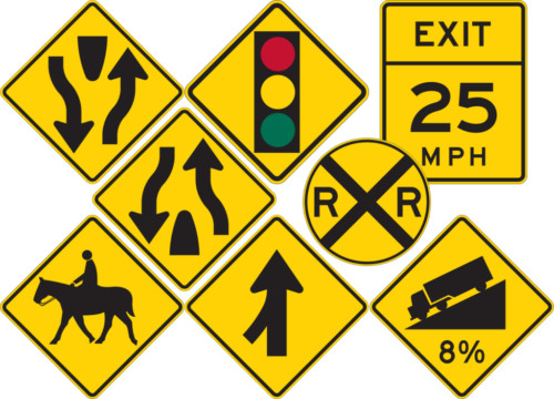 road warning signs and meanings