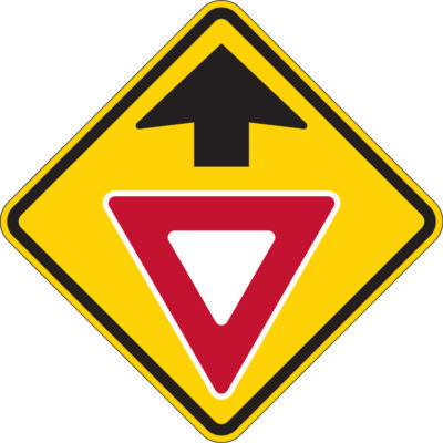 yield ahead yellow sign