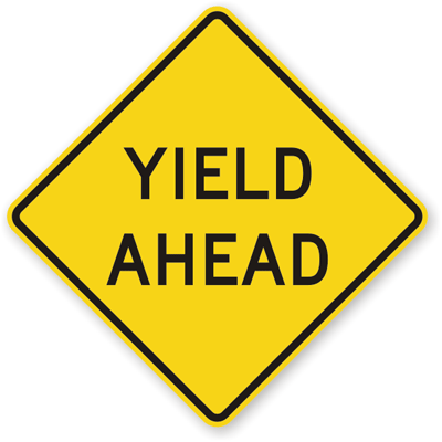 yield ahead yellow diamond sign