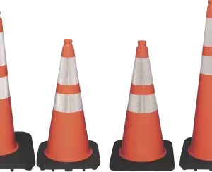 black base traffic cones
