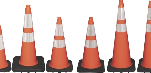 black base traffic cones