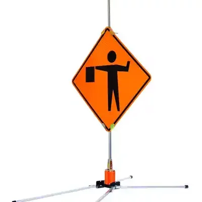 Roll-up sign stand for temporary traffic control