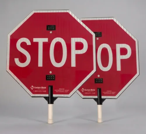 Handheld LED STOP Sign for Traffic Control and School Crossing Protection