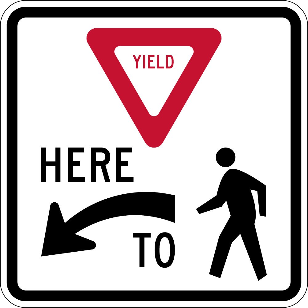 YIELD HERE TO PEDESTRIANS (LEFT)