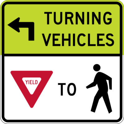 turning vehicles left yield pedestrians white