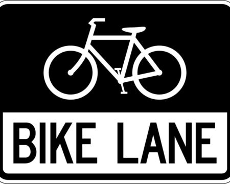 bike lane white sign
