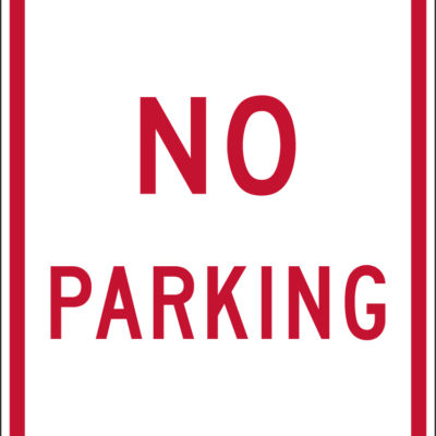 no parking white and red sign