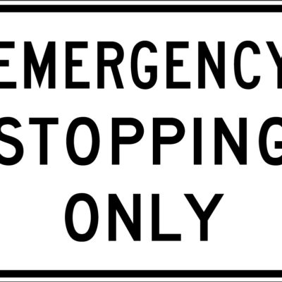 emergency stopping online white sign