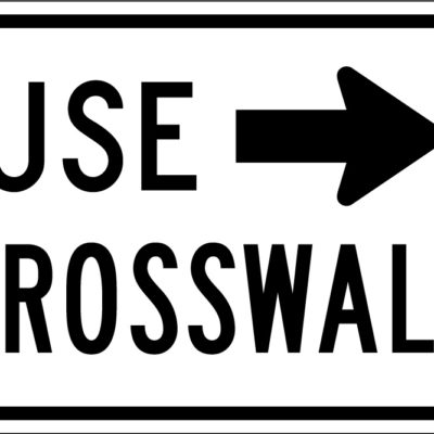 use crosswalk white arrow right sign