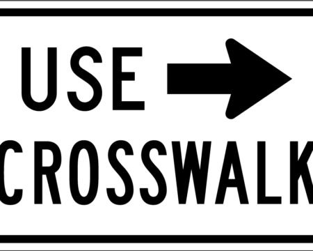 use crosswalk white arrow right sign