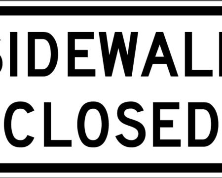 white sidewalk closed sign