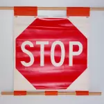 stop sign roll sign, soft stop sign, stop sign flag,