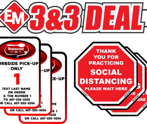 covid signs, restaurant social distance