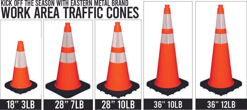 black base traffic cones