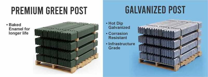 Premium Green and Galvanized U-Channel Posts