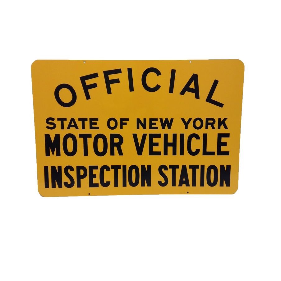 Official State of New York Motor Vehicle Inspection Station Sign 36x24 Black and Yellow
