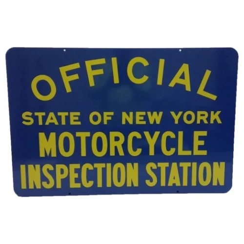 Official State of New York Motorcycle Inspection Station Sign