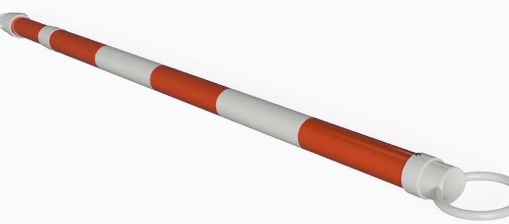 Single adjustable cone bar retracted for easy storage and transport in a work zone.