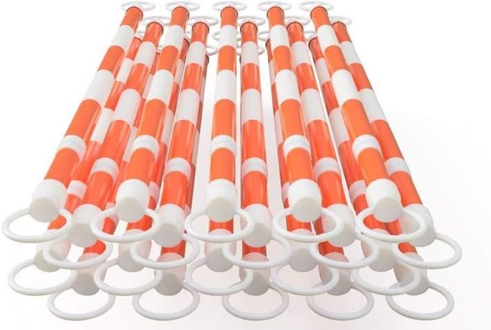 20-Pack of adjustable reflective work zone cone bars extending from 65 to 120 inches for crowd control.