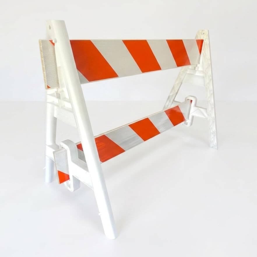 Side view of plastic A-frame legs