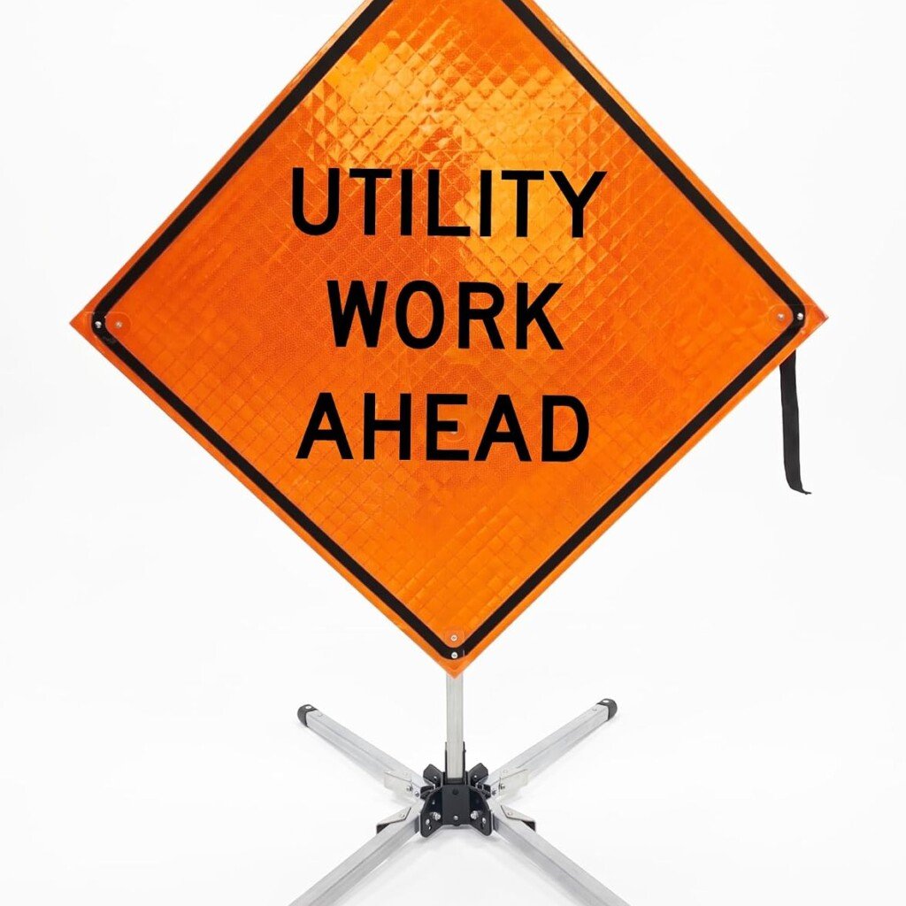 Heavy-duty portable cross-tube and steel stand system supporting a work zone sign