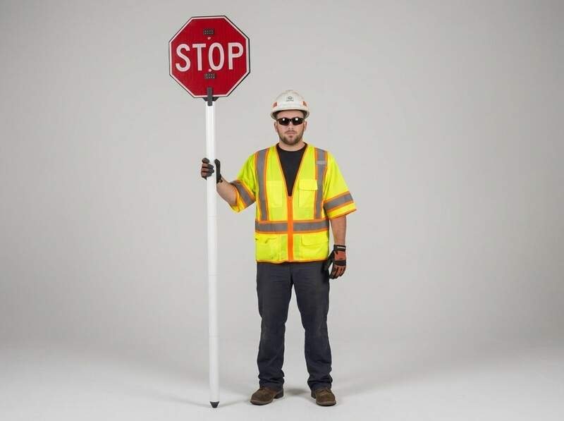 LED STOP SLOW flagger paddle