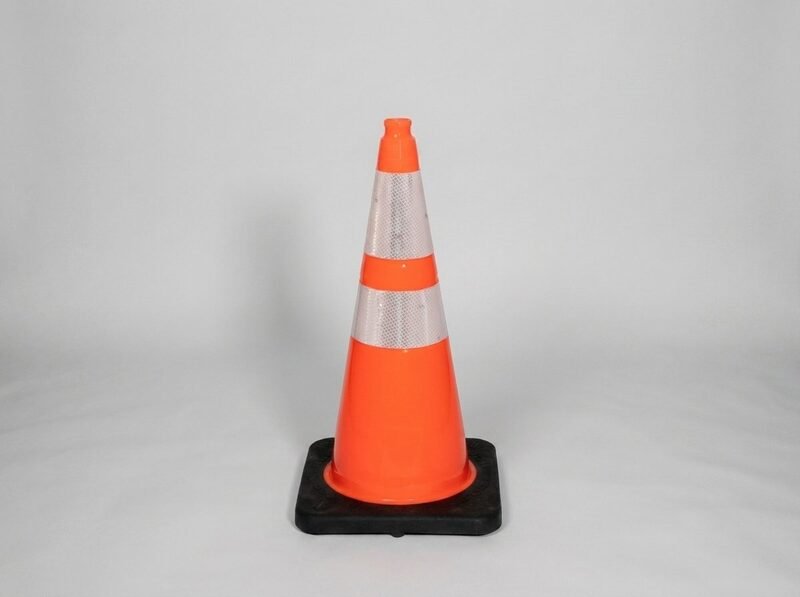 TC2 Series black base reflective safety cones